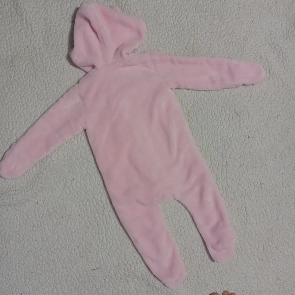 5 for $10 Quiltex Pink Bear Soft & Thick Fooded Suit 3-6m - Picture 4 of 6